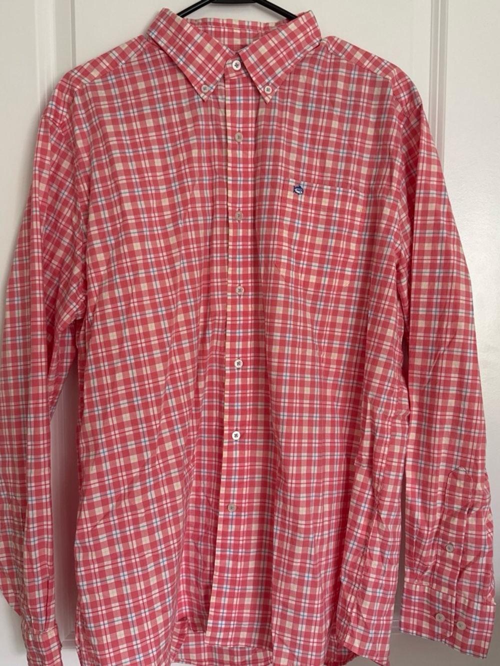 Southern Tide Pink and White Plaid Button-Down Shirt